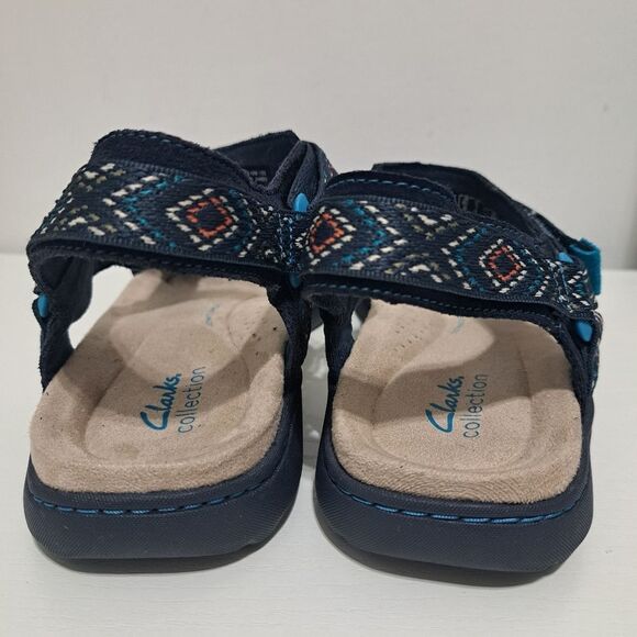 Clarks Amanda Step Riptape Summer Comfy Sandals  Navy Suede Size 11 - Picture 8 of 13